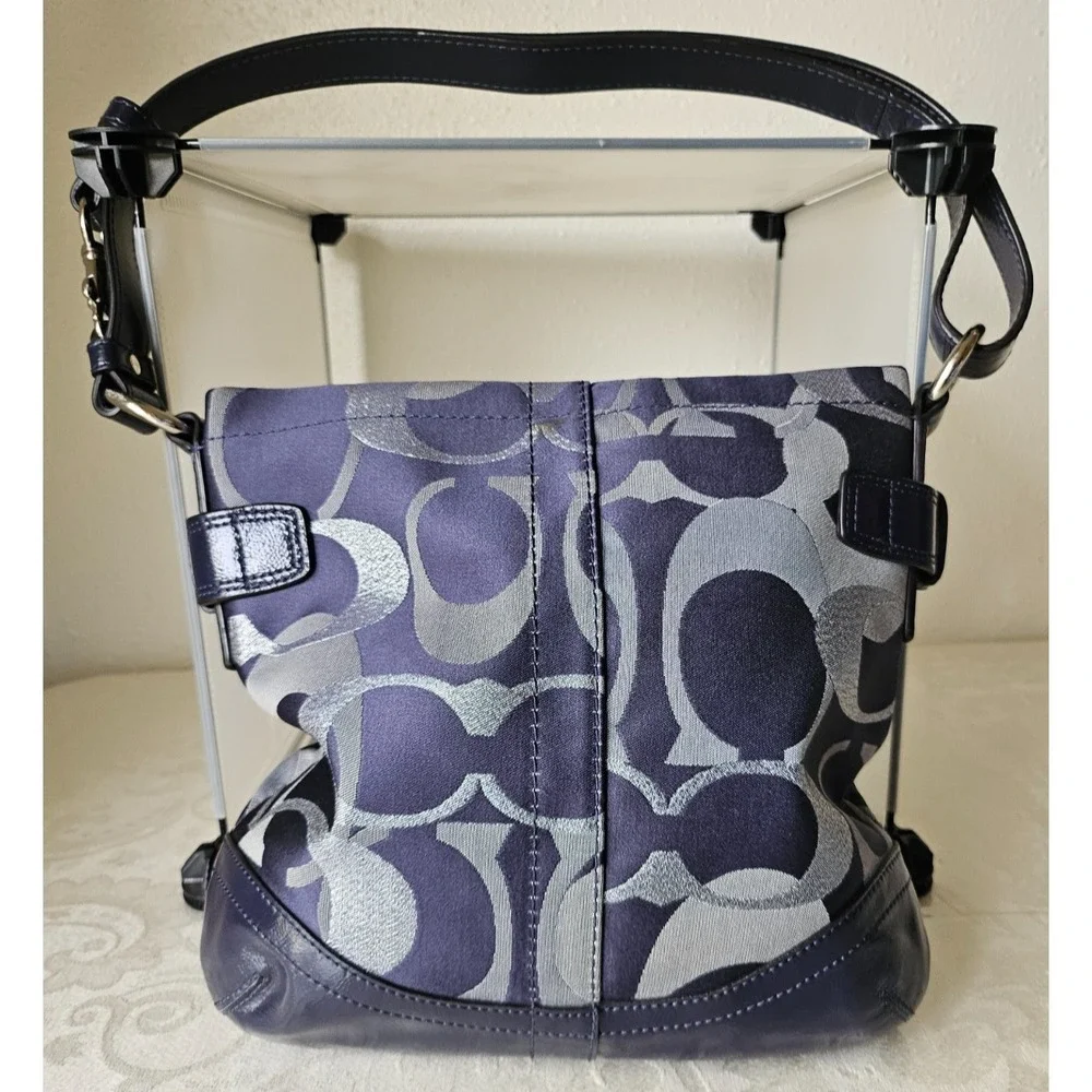 Coach Moto Optic Metallic Chain Navy‎ Signature Jacquard Silver/Blue